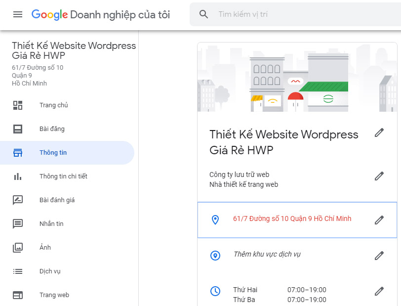 Chỉnh sửa thông tin Google doanh nghiệp